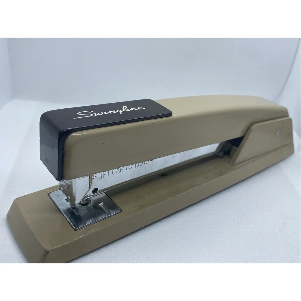 Vintage Retro Swingline 747 94-41 Metal Stapler Tan & Brown USA Tested Works